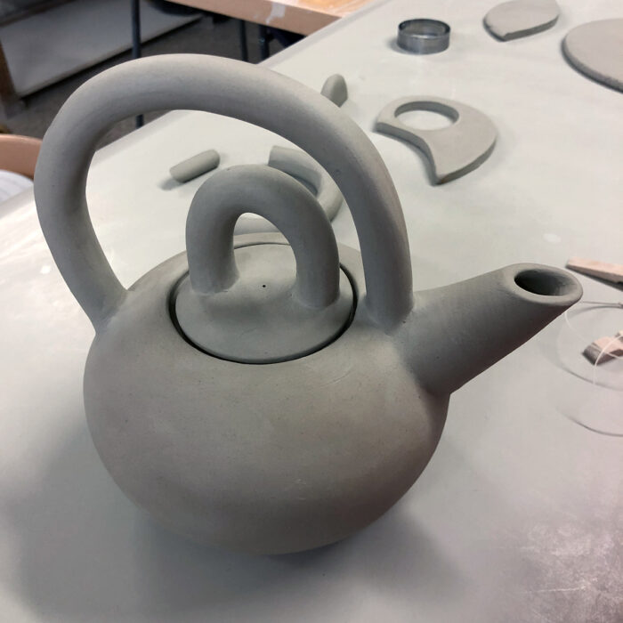 Teapot thrown on the pottery wheel